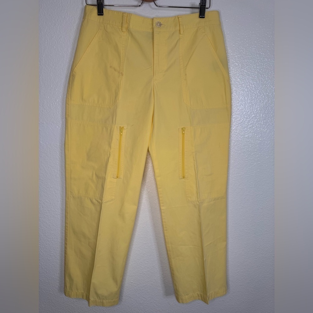 POLO RALPH LAUREN Women Yellow Stretch Straight Fit Washed Pants size 8.
